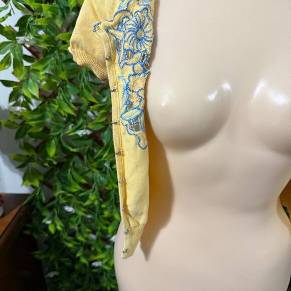 🌼 Vintage Forever 21 Embroidered Puff Sleeve Cardigan – 100% Cotton 🌼 - Picture 7 of 8